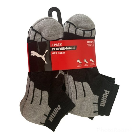 Puma Underwear & Socks Nwt 6 Pack Performance Qtr Crew Puma Men